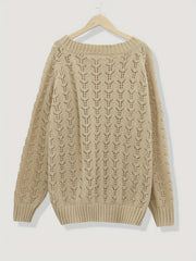 Casual Sweater Women's Plus Solid Hollow Out Long Sleeve