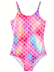 Mermaid Costume Swimsuit Bikini for Girls Gradient Fish Scale Print