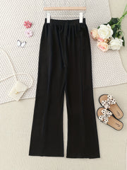 Girls Solid Loose Wide Leg Flare Pants