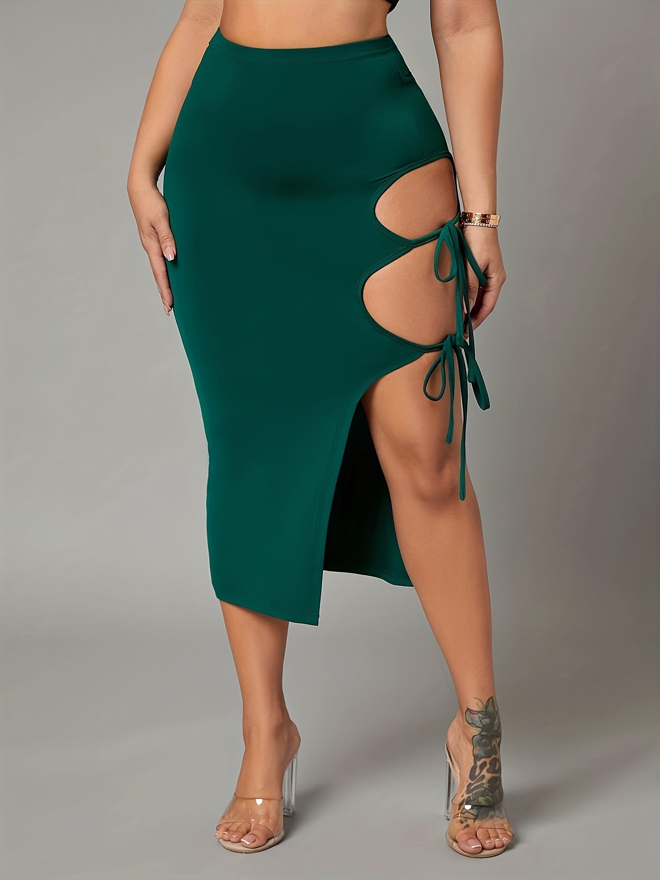 Split Bodycon Skirt High Waist Midi Women's Clothing