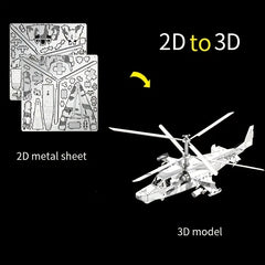 3D Metal Puzzle KA50 Helicopter DIY Assembly Model Toy