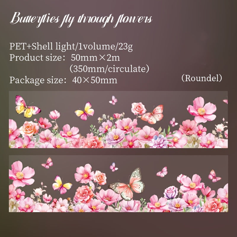Flower PET Tape 2m Light Landscape Journal Material Sticker