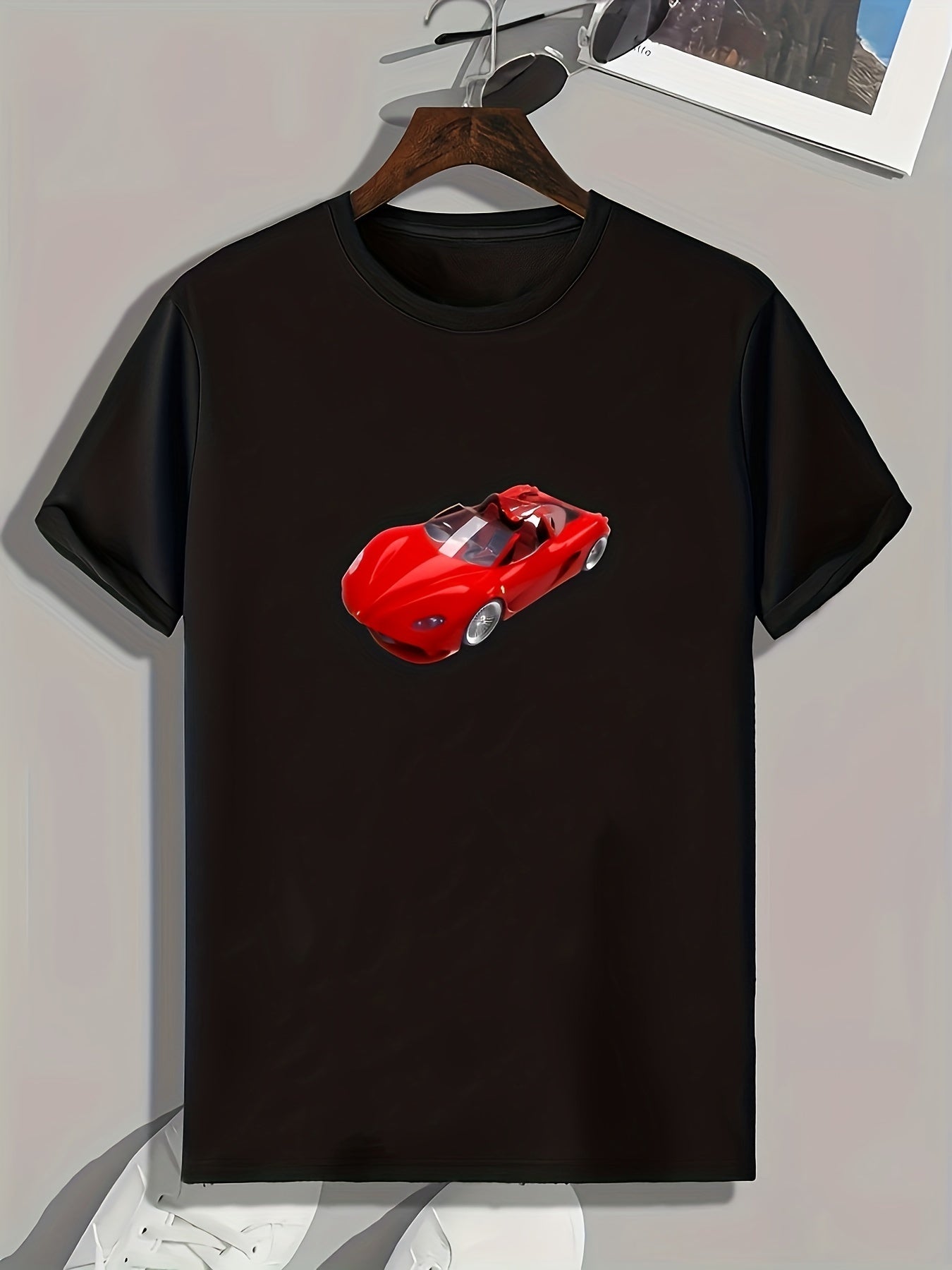Sports Car Print Men's Graphic Tee Casual Comfy T-shirt