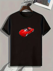 Sports Car Print Men's Graphic Tee Casual Comfy T-shirt
