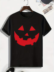Men's Halloween Pumpkin Print T shirt Active Tee