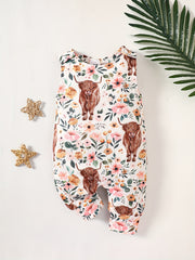 Baby Girls Cow Floral Romper Jumpsuit
