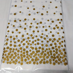 Golden Polka Dot Tablecloth for 8ft Rectangular Tables