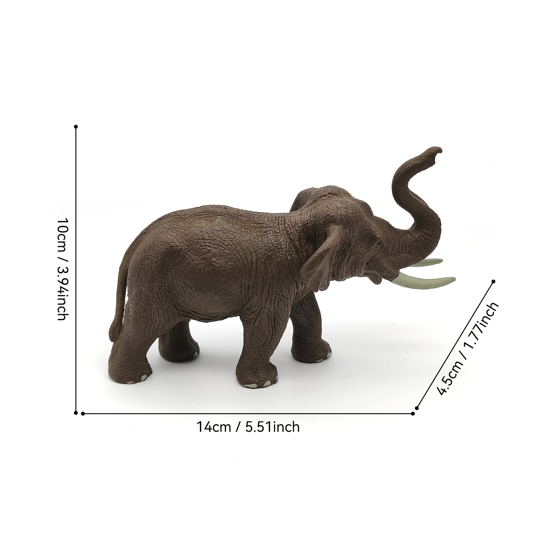 PVC Elephant Statue w/ Green Leaves - Home Decor & Collectible Display