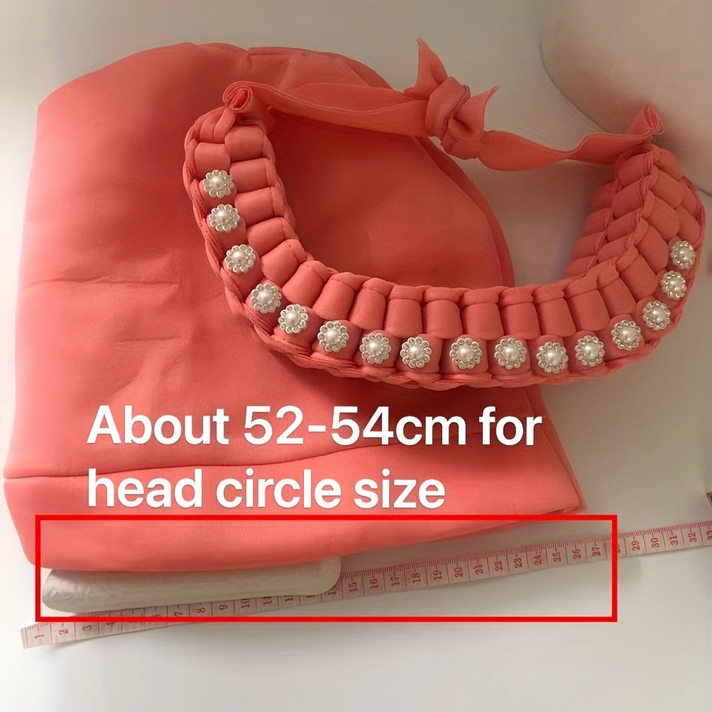 Boho Rhinestone Faux Pearl Head Wrap Cap Vintage Hijab Hat