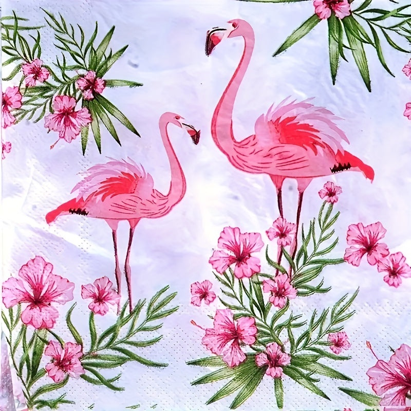 20pcs Pink Flamingo Napkins Disposable Paper Towel Summer Party Supplies