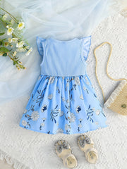 Baby Girls Floral Sleeveless Dress with Bowknot