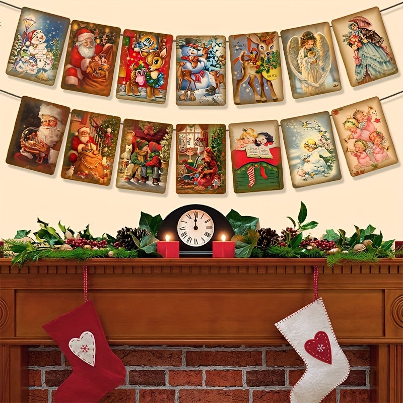 Christmas Retro Pull Flag Party Decoration