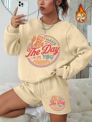 Women's Halloween Graphic Sweatshirt & Shorts Set