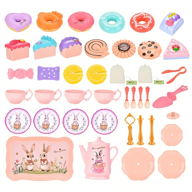 Rabbit Princess Tea Party Dress for Girls 42pcs Set Includes Tea Party Dessert