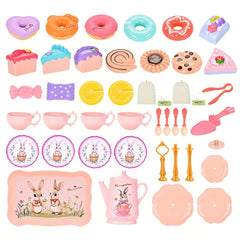 Rabbit Princess Tea Party Dress for Girls 42pcs Set Includes Tea Party Dessert