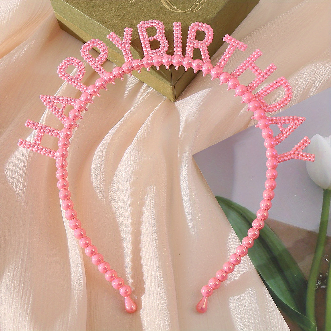 Children's Birthday Party Plastic Headband Pearl Headwear