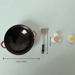 Dollhouse Cooking Set Tiny Frying Pan & Fried Eggs 4pcs