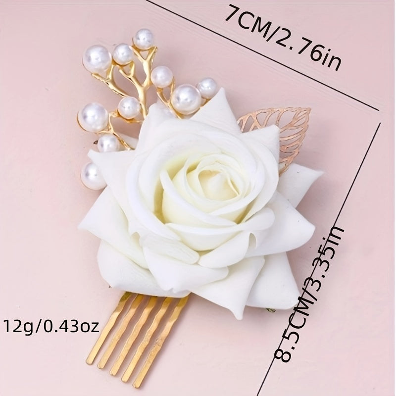 Rose Flower Hair Combs Bridal Tiaras Floral Headpiece Wedding Bride Accessories