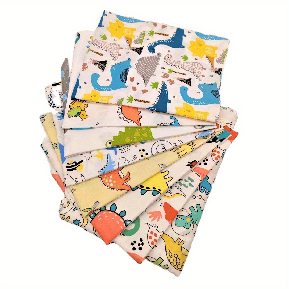 Dinosaur Series 8-Piece Cotton Twill Printed Fabric Hand Pieced