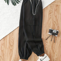 Girls Cargo Pants with Chain Detail
