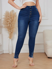 Solid Ripped High Rise Skinny Jeans