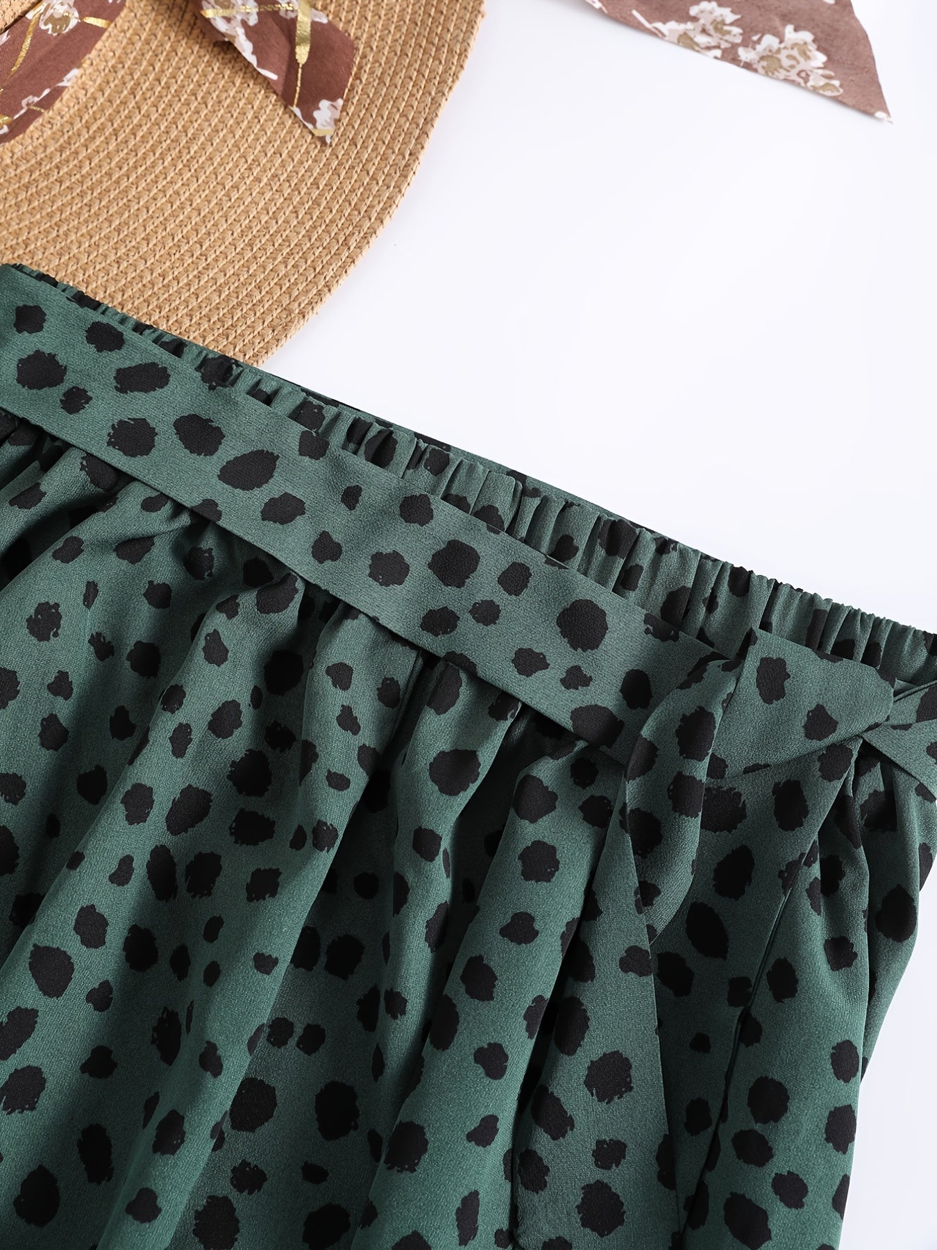 Leopard Pleated Skirts Casual High Waist Midi Comfy Skirts