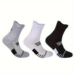 6 Pairs Men's Mid Crew Sport Socks Absorbent Breathable For Basketball Running