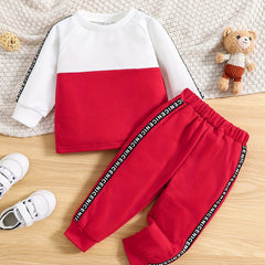 Baby Long Sleeve Sweatshirt Trousers Set Letter Block Stylish Outfit