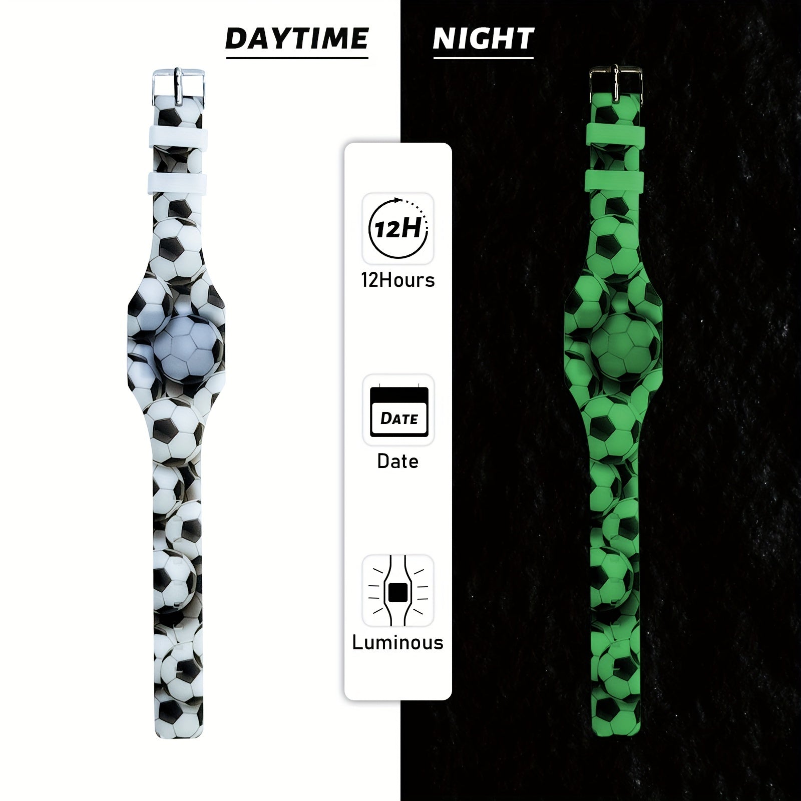 Teen Casual Digital Screen Silicone Watchband Multifunctional Electronic Watch