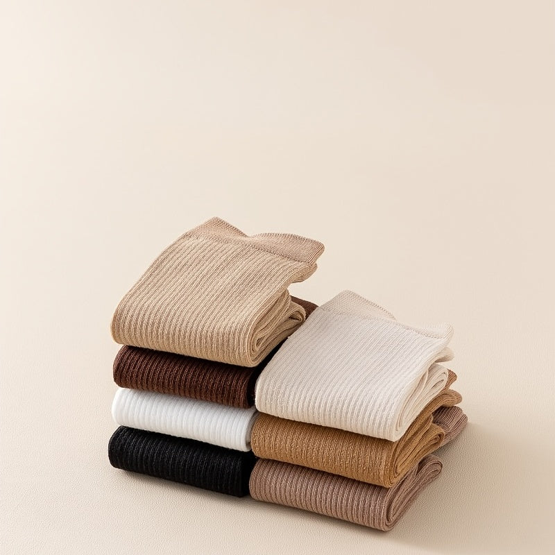 7 Pairs Women's Comfy Mid Tube Socks Solid Color Pack