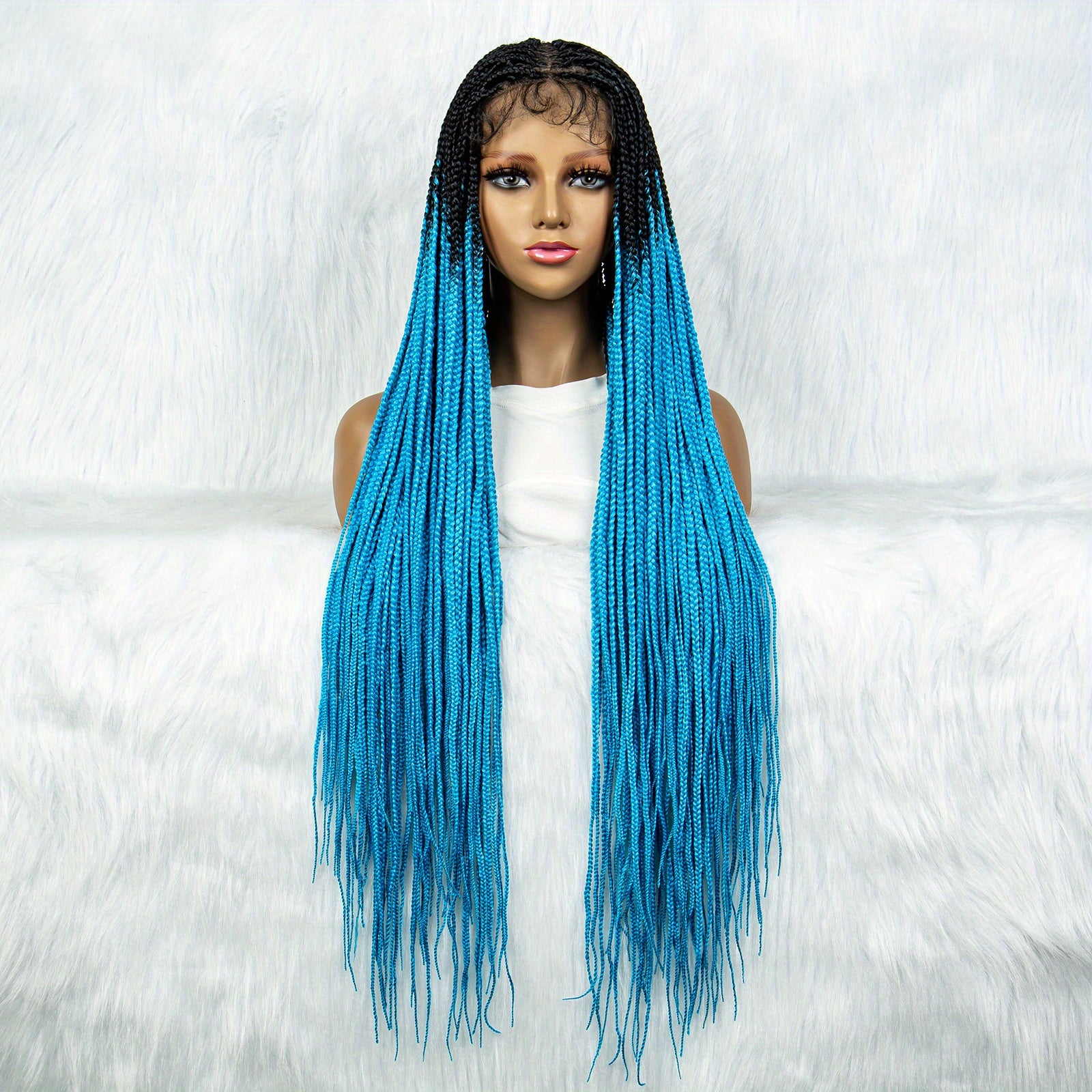 91 44 Cm Long Braided Synthetic Wigs Box Braided Knotless Cornrow Long Hair