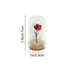 Little Prince Rose Dollhouse Rose in Glass Dome Dreamy Red Rose Ornament