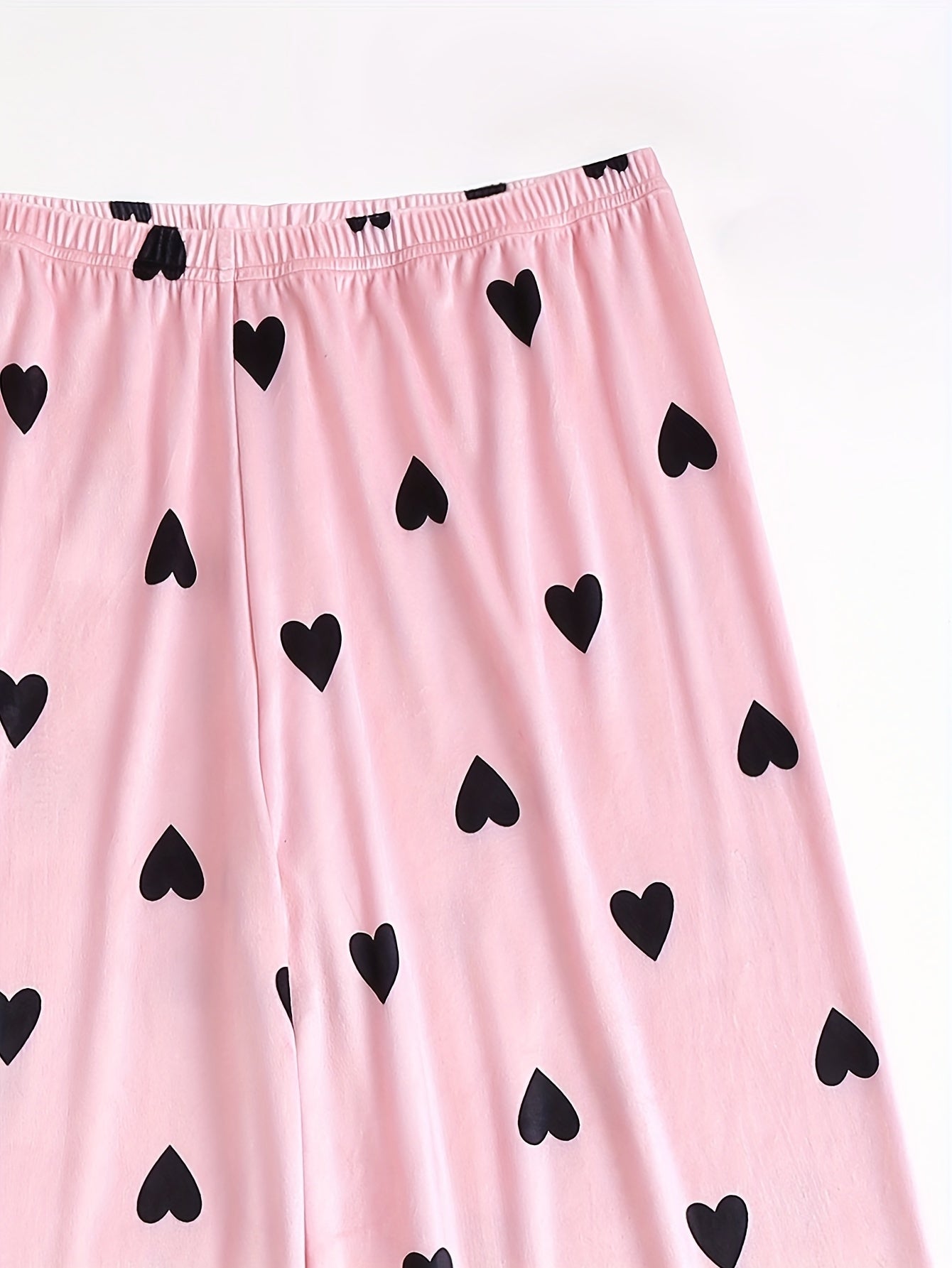 Heart Print Elastic Waist Home Wear Pants