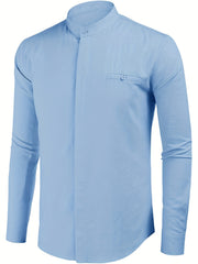 Men's Long Sleeve Stand Collar Shirt