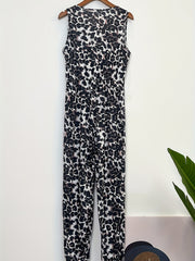 Leopard Print V neck Jumpsuit Women's Clothing