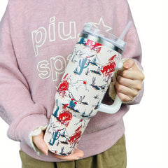 1200ml Scene Print Stainless Steel Water Bottle Leakproof Tumbler Cup