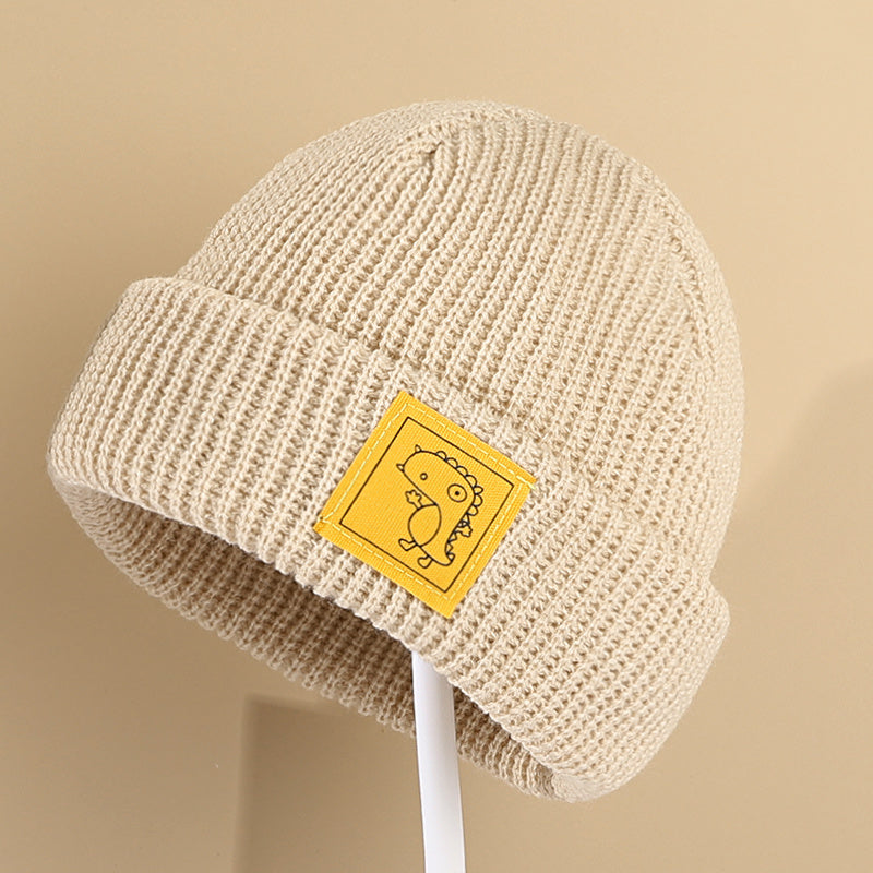 Dinosaur Patch Beanie Hat Woolen Knitted Hat