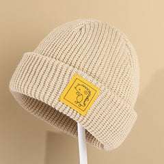 Dinosaur Patch Beanie Hat Woolen Knitted Hat