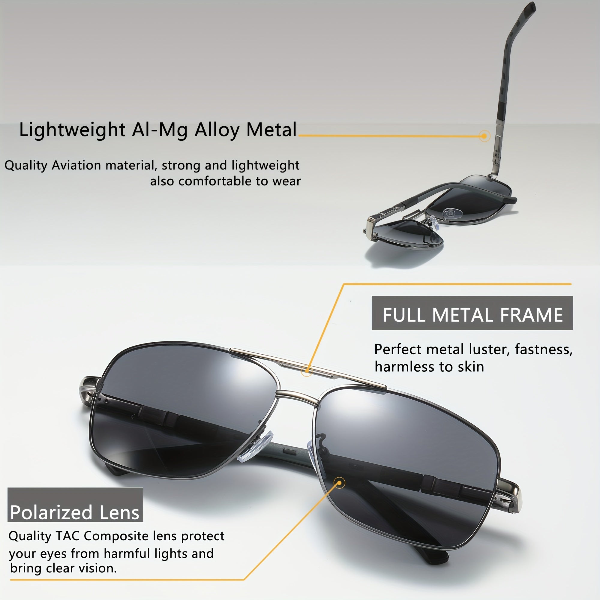 Men's Square Sunglasses Classic Business Style UV400