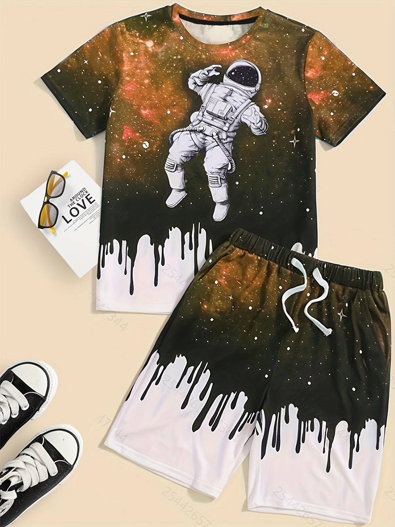 Boys Astronaut Outfit Shorts & T shirt Set Casual Summer Kids Clothes