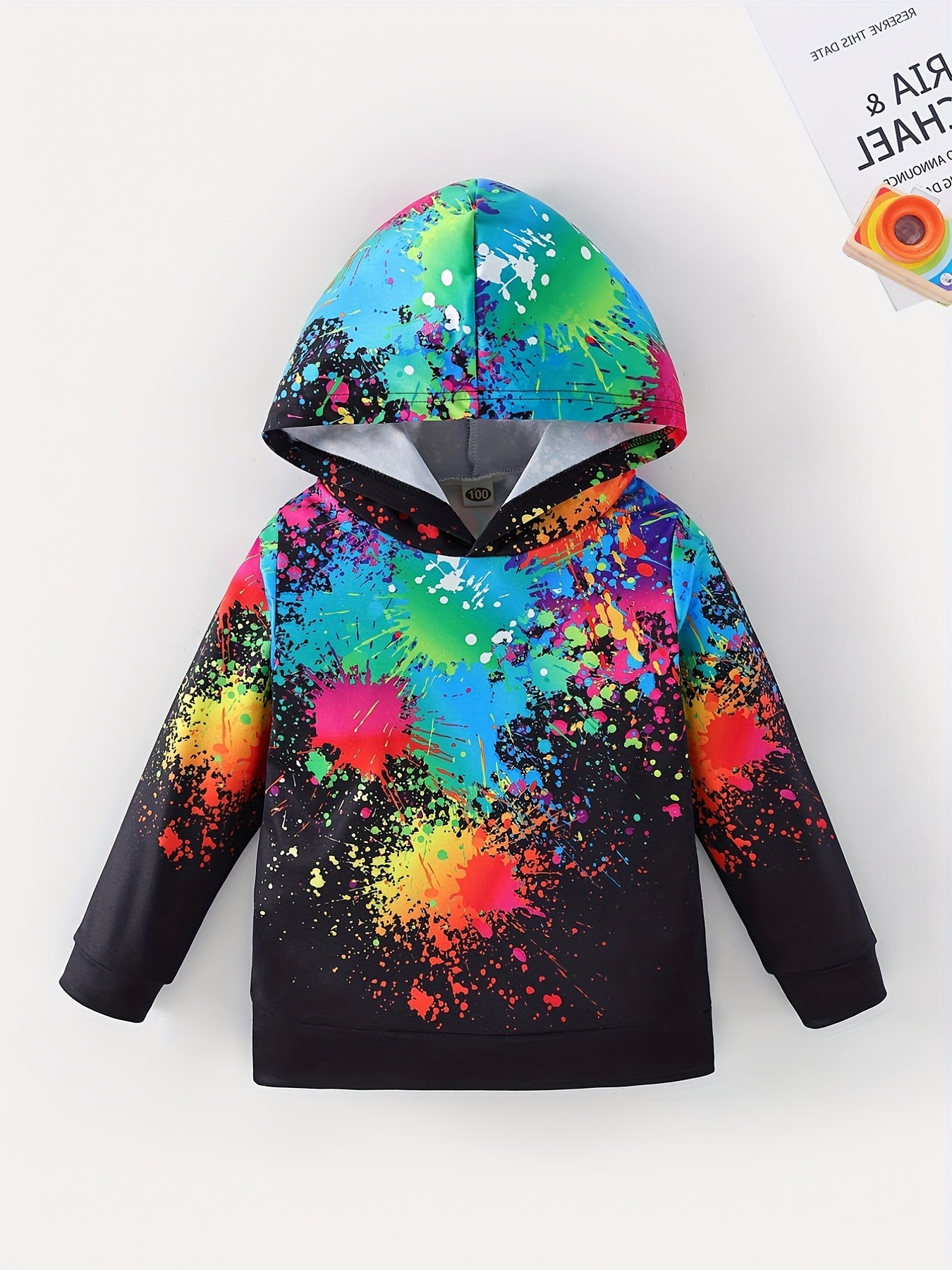 Boys Casual Ink Spray Hoodie Spring Clothes