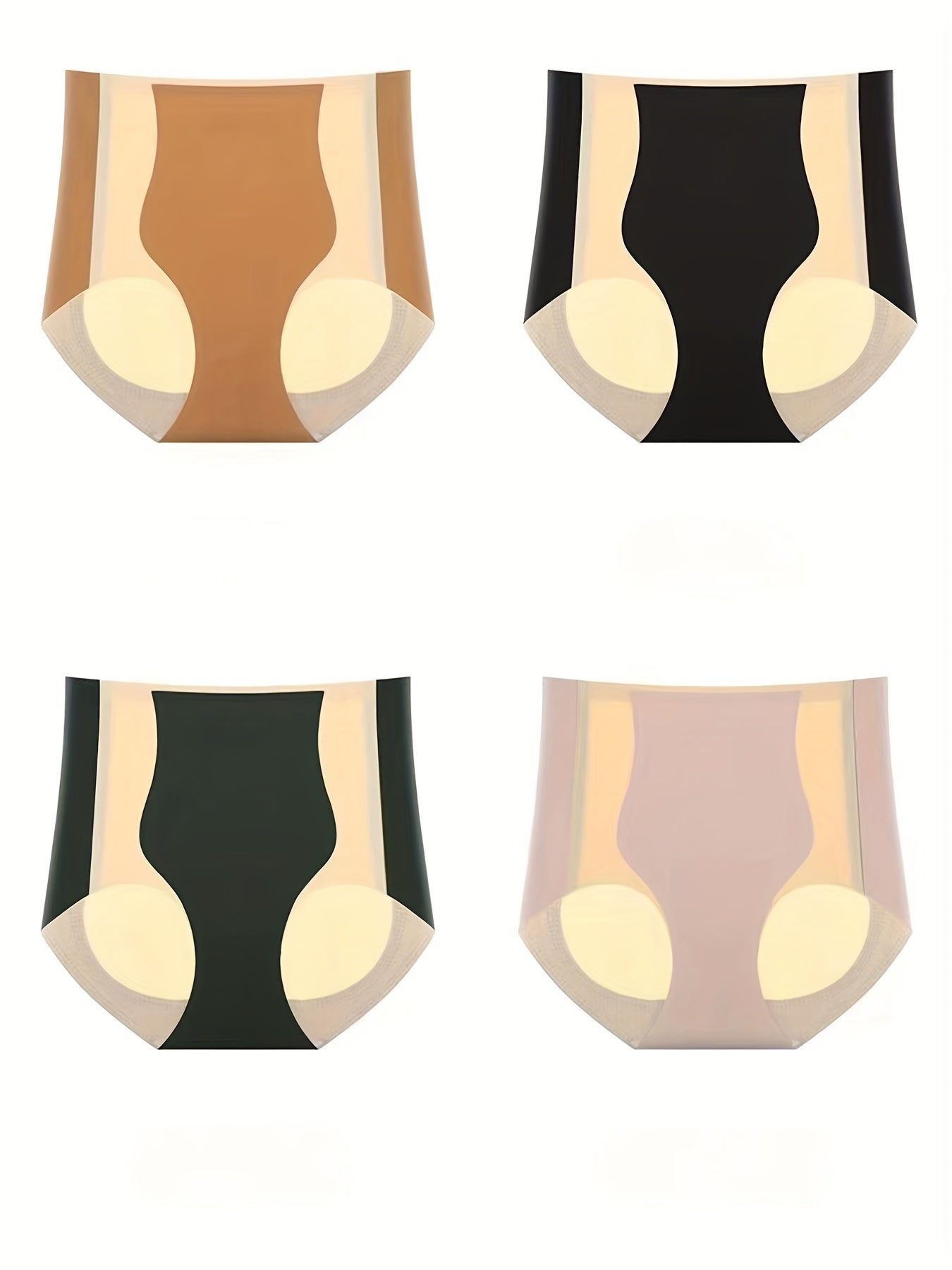 4pcs High Rise Seamless Briefs Colorblock Panties Women's Lingerie