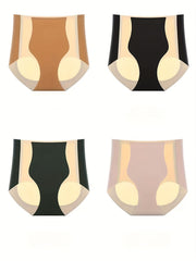 4pcs High Rise Seamless Briefs Colorblock Panties Women's Lingerie