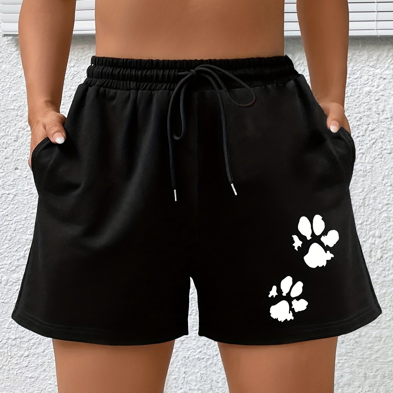 Paw Print High Rise Sports Shorts