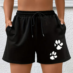 Paw Print High Rise Sports Shorts