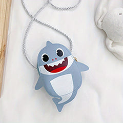 Kids Cartoon Shark Crossbody Bag PU Leather Coin Purse for Girls