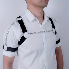 Men's Sexy Leather Chest Harness Elastic Straps