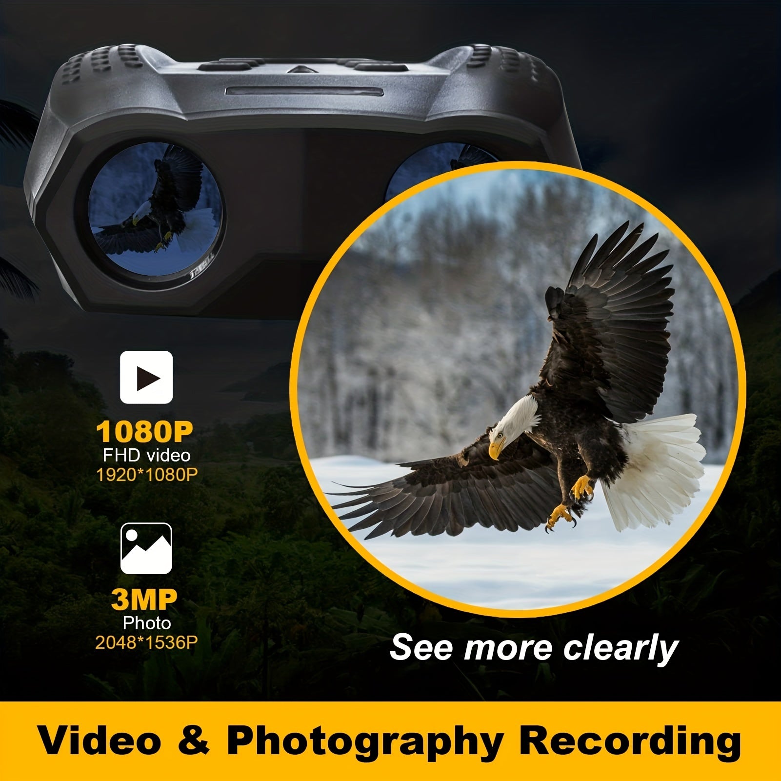 NV5100 Digital Binoculars 4X Zoom 1080p Video 1900ft Viewing In Darkness