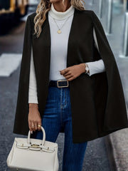 Solid Cape Blazer Open Front Split Sleeve Outerwear