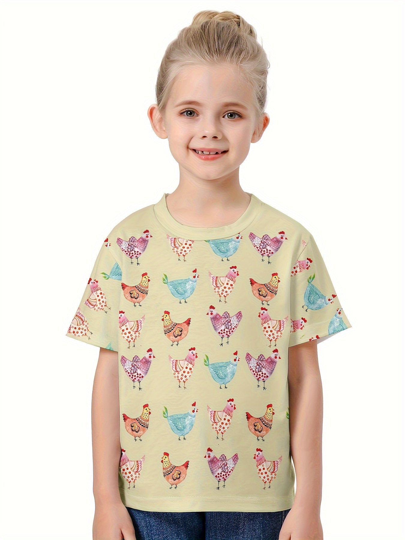 3D Sweet Chick Graphic Short Sleeve T shirt Girls boys Breathable Pullover Tops